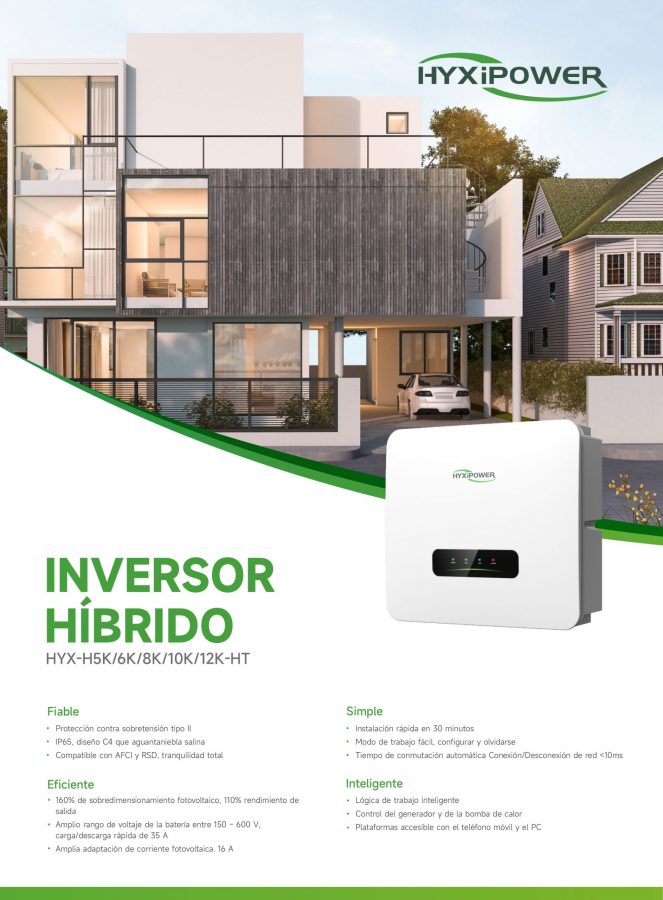 INVERSOR HÍBRIDO TRIFÁSICO DE 8KW HYX-H8K-HT - Imagen 2