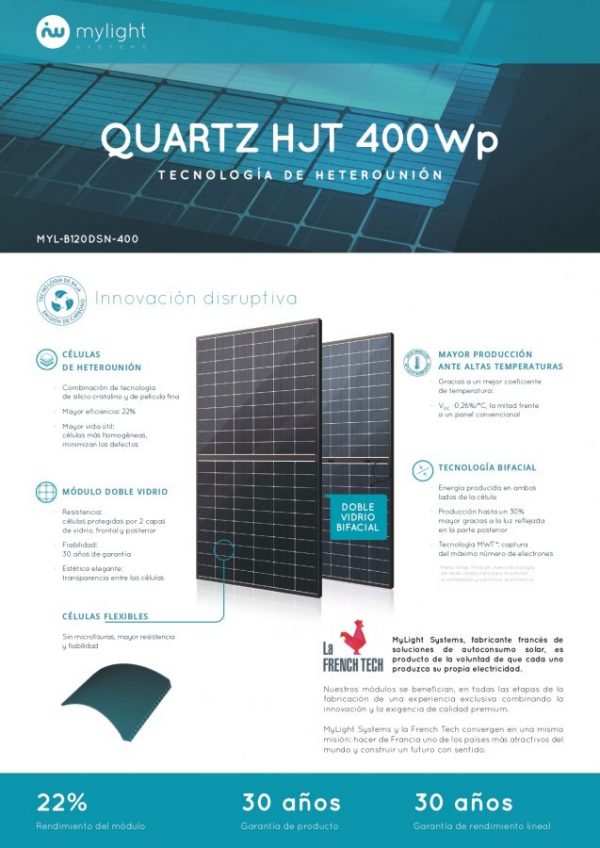 Panel fotovoltaico fullblack de 435 Wp dimensiones 1,1 x 1,8 m - HJT 435WC - Imagen 2