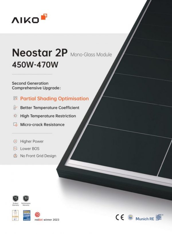 Panel fotovoltaico fullblack de 470 Wp dimensiones 1,1 x 1,8 m - AIKO-A470-MAH54Mw - Imagen 2
