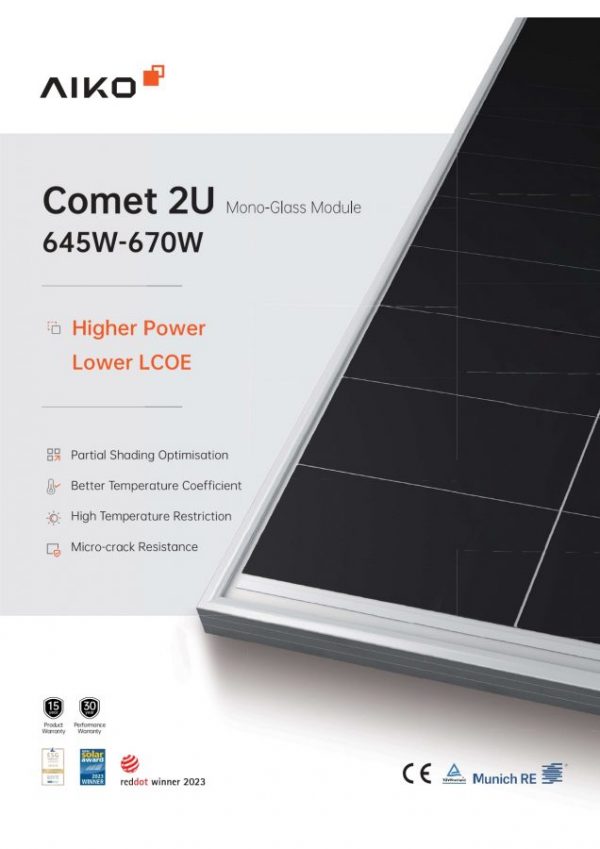 Panel fotovoltaico de 670 Wp dimensiones 1,1 x 2,4 m - AIKO-G670-MCH72Mw - Imagen 2
