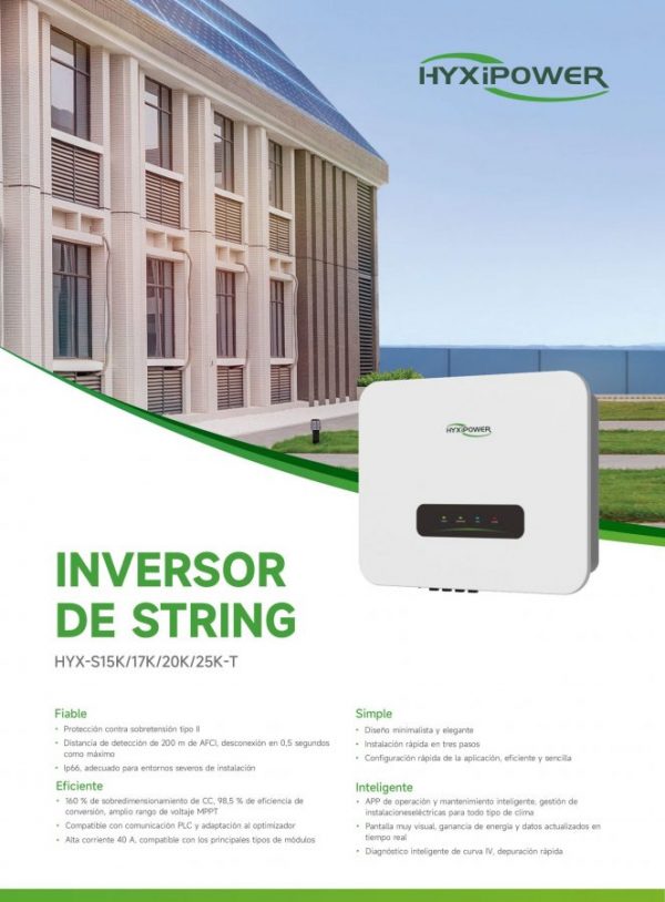 INVERSOR DE RED TRIFÁSICO DE 20KW HYX-S20K-T - Imagen 2